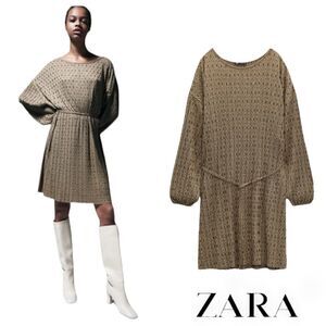 ZARA | Brown | BALLOON SLEEVES DRESS